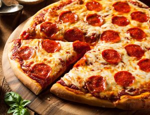 Hot Homemade Pepperoni Pizza Ready to Eat